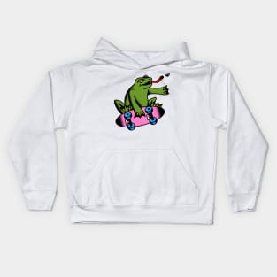 Skateboarding Frog Kids Hoodie